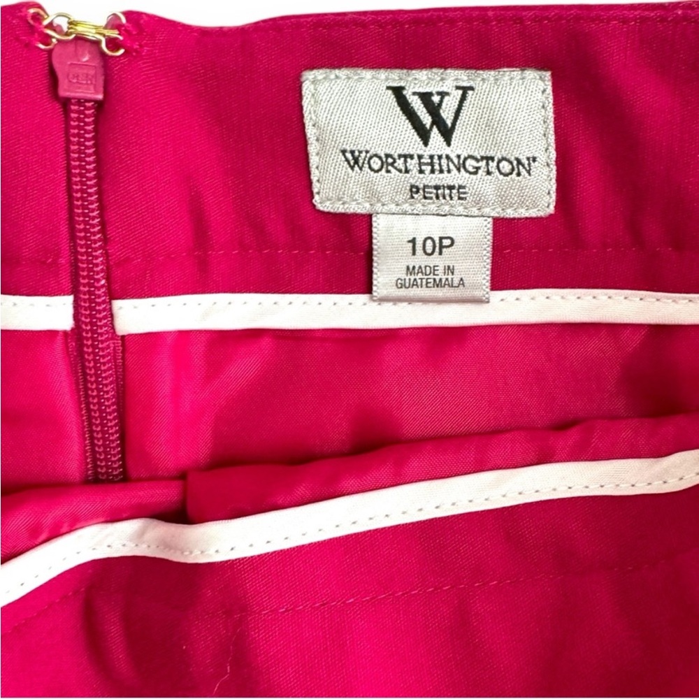 Worthington Pink Skirt Gold Snap Button Slit 10P Magenta Petite - Picture 7 of 11